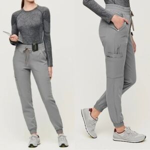 Figs Gray Charlotte 21 Pocket High Waist Slim Jogger Scrub Pants Sz XXS NEW